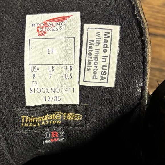 Vintage Red Wing 1411 Brown Leather 8” EH Work Boots Men’s 8 EE Made In USA - Picture 5 of 8